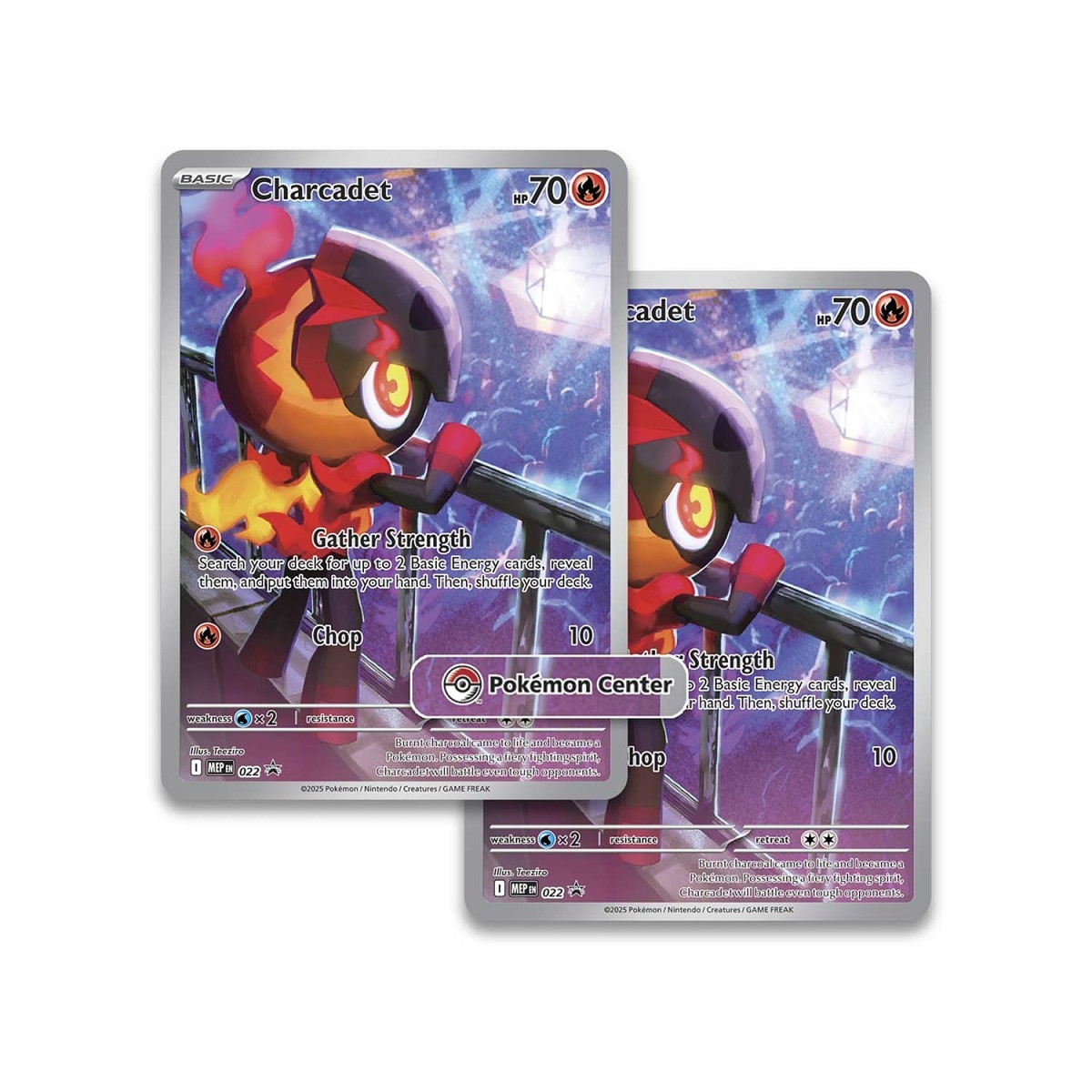 Pokémon TCG Mega Evolution—Phantasmal Flames Pokémon Center Elite Trainer Box packaging with Charcadet promo card artwork