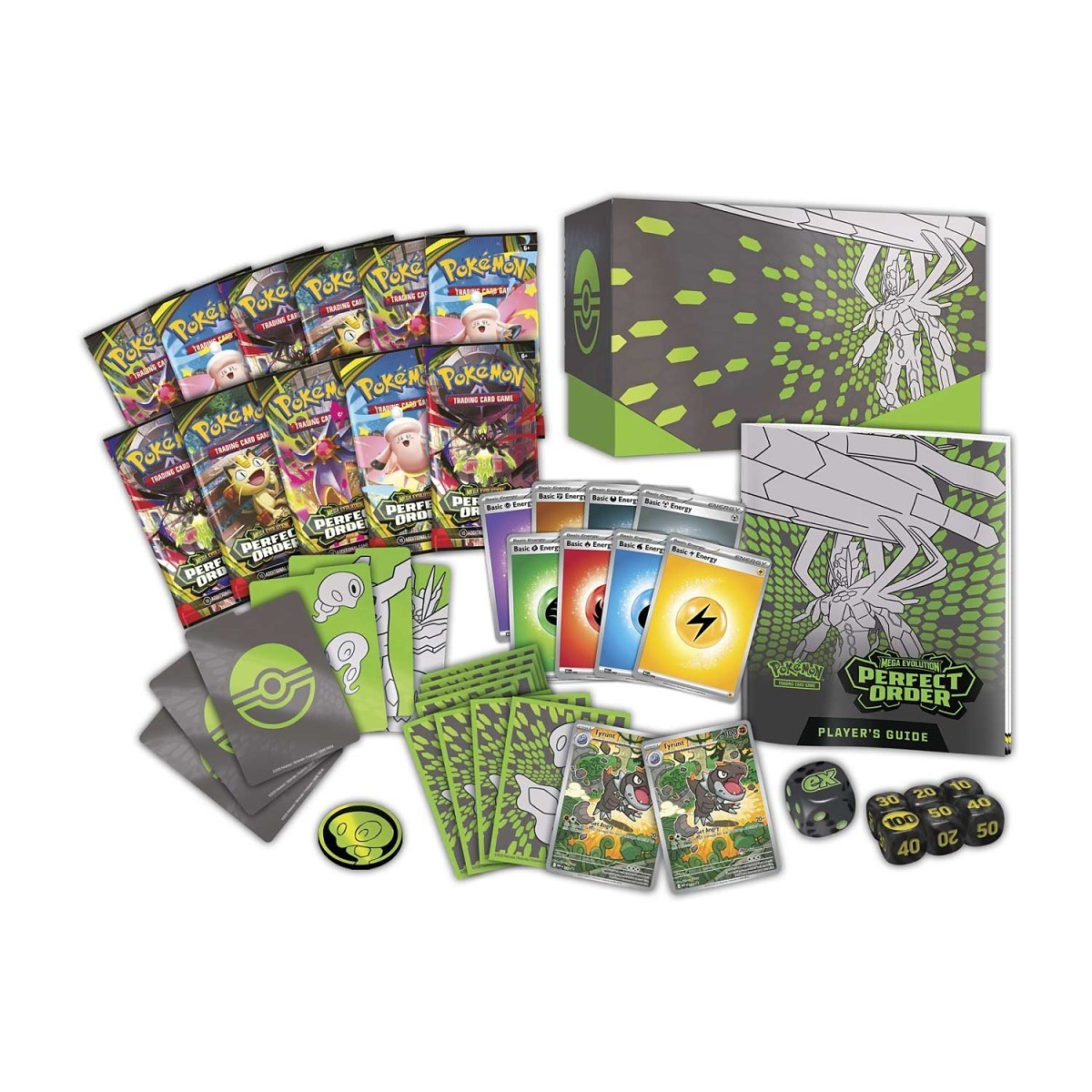 Pokémon TCG Mega Evolution—Perfect Order Pokémon Center Elite Trainer Box packaging with Tyrunt promo card artwork