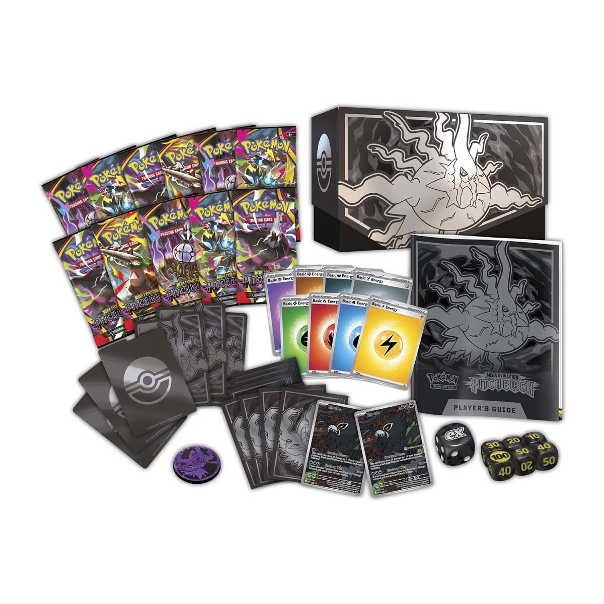 Pokémon TCG Mega Evolution—Pitch Black Pokémon Center Elite Trainer Box packaging with Zarude promo card artwork