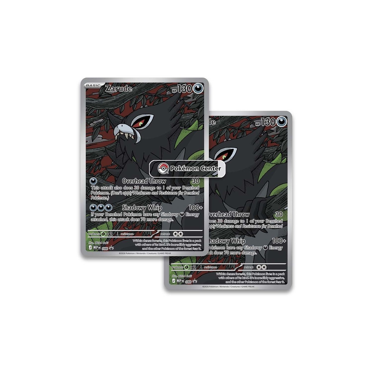 Pokémon TCG Mega Evolution—Pitch Black Pokémon Center Elite Trainer Box packaging with Zarude promo card artwork