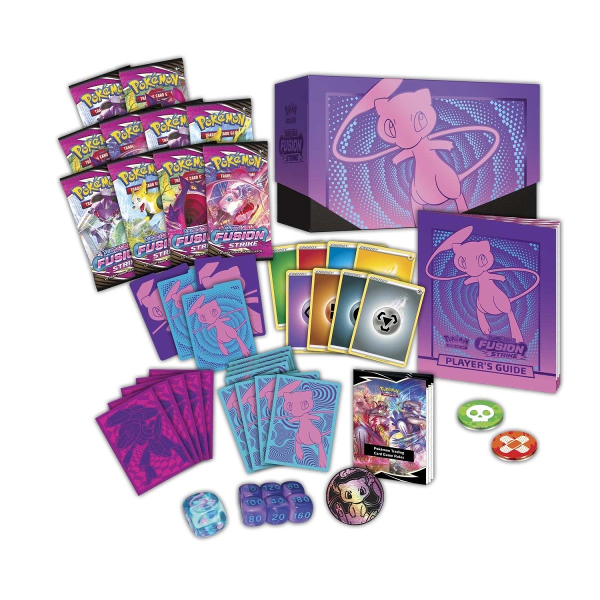 Pokémon TCG Sword & Shield—Fusion Strike Pokémon Center Elite Trainer Box packaging with Mew and Genesect artwork