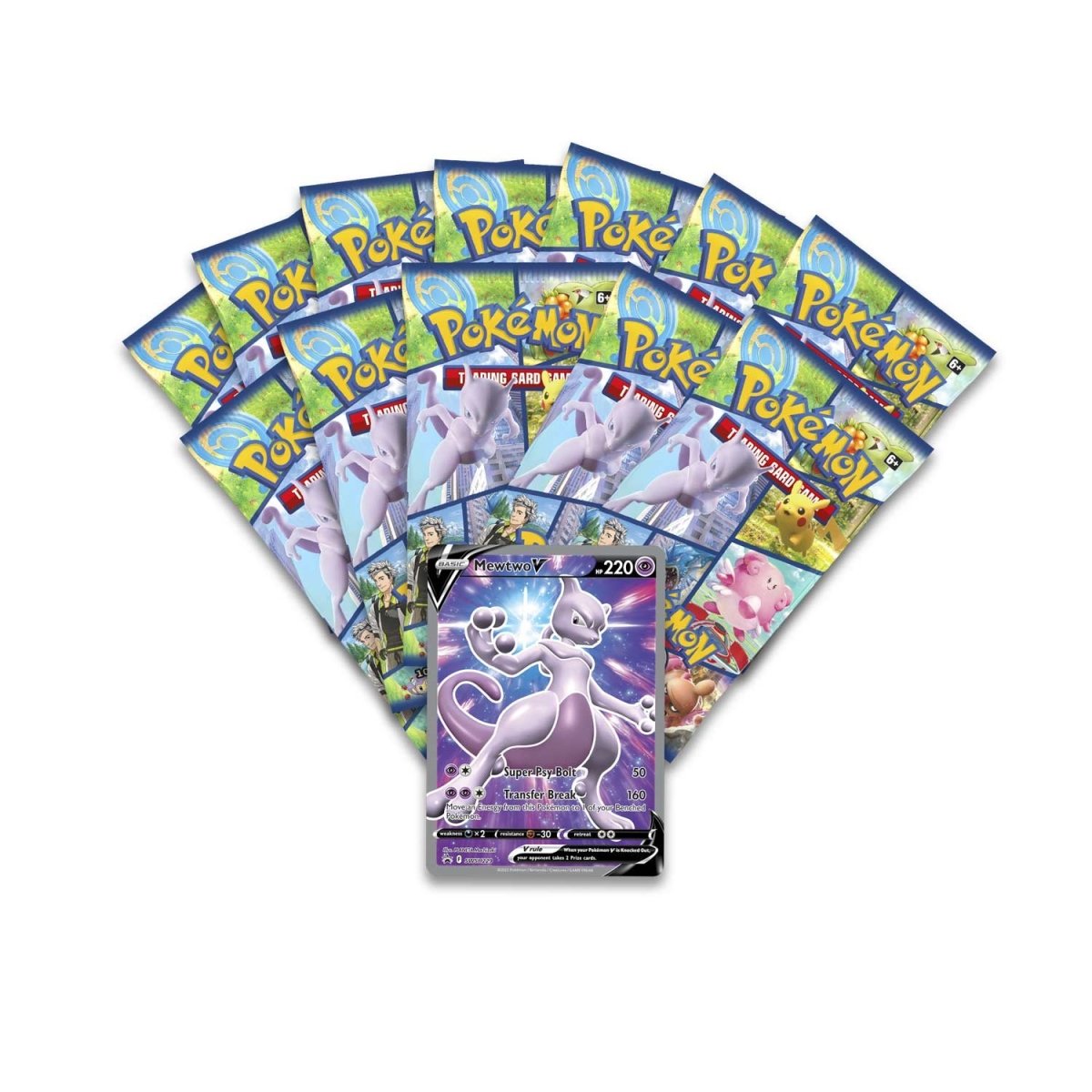 Pokémon TCG Pokémon GO Pokémon Center Elite Trainer Box Plus packaging with Mewtwo V promo card artwork