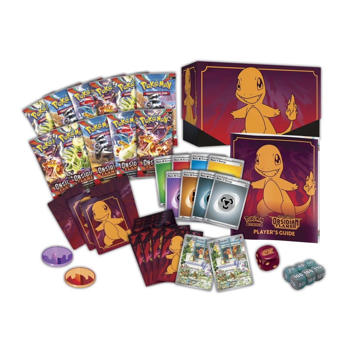 Pokémon TCG Scarlet & Violet—Obsidian Flames Pokémon Center Elite Trainer Box packaging with Charmander promo card artwork