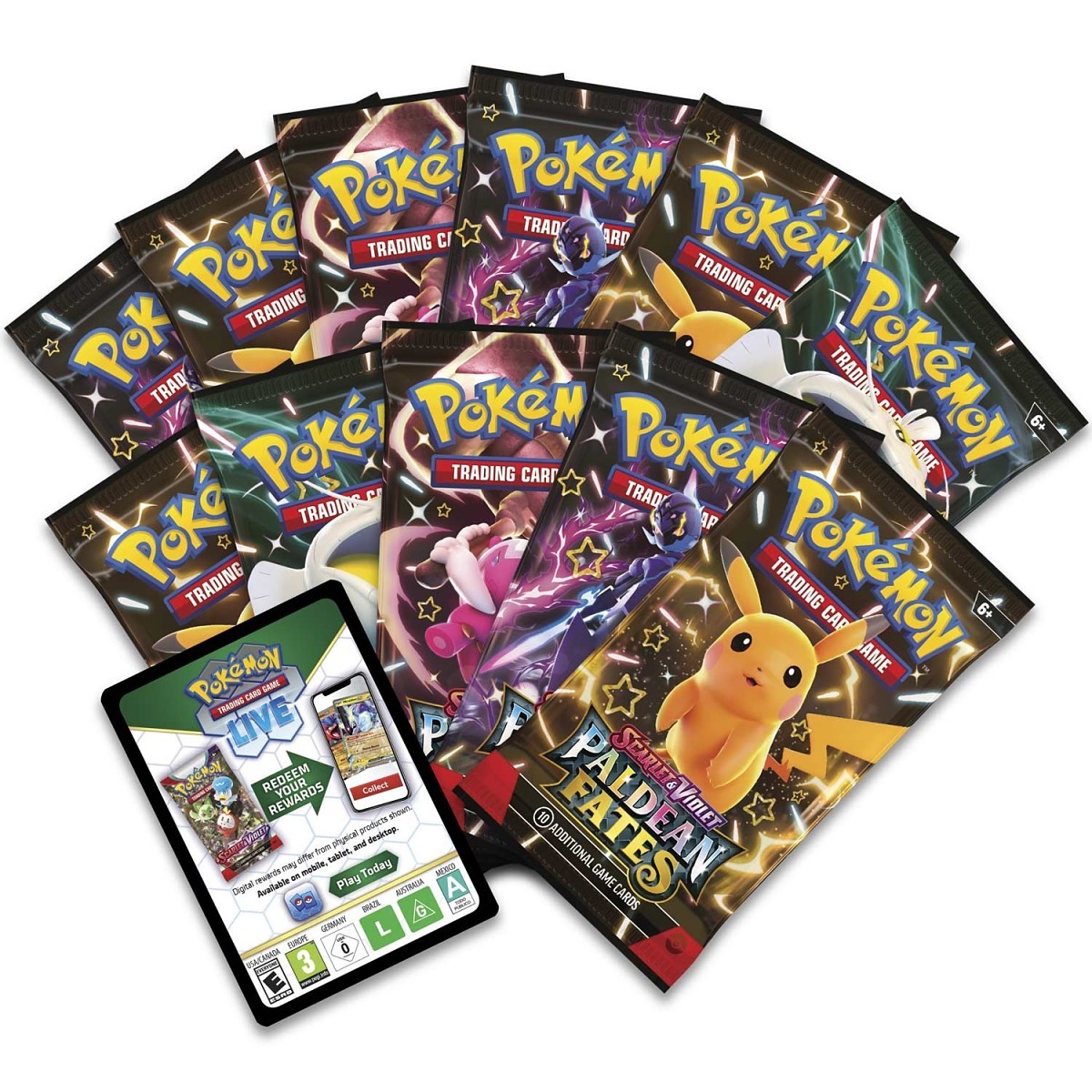 Pokémon TCG Scarlet & Violet—Paldean Fates Pokémon Center Elite Trainer Box packaging with Shiny Mimikyu promo card artwork
